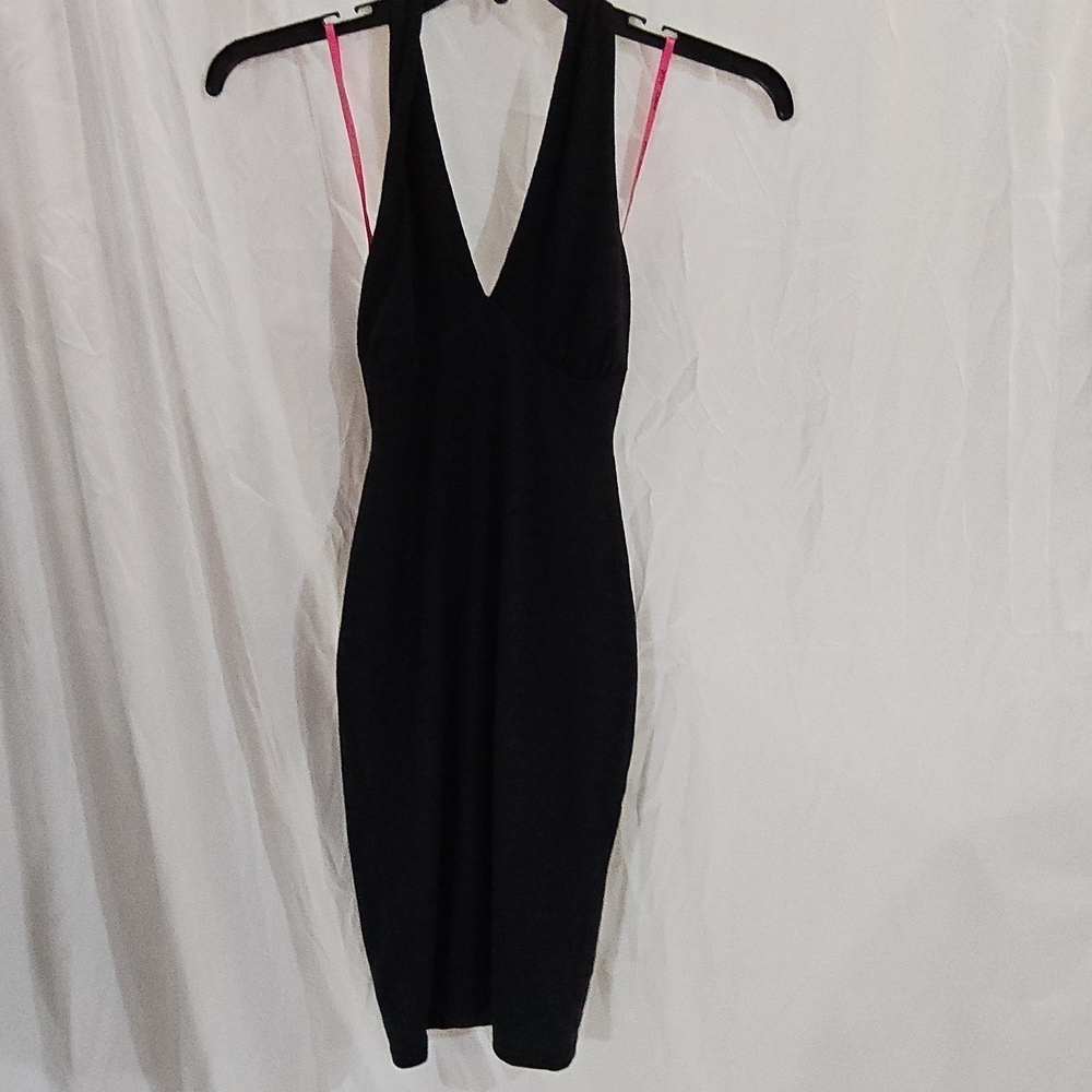 BETSEY JOHNSON BLACK BETSEY JOHNSON ANGELINA MIDI HALTER DRESS